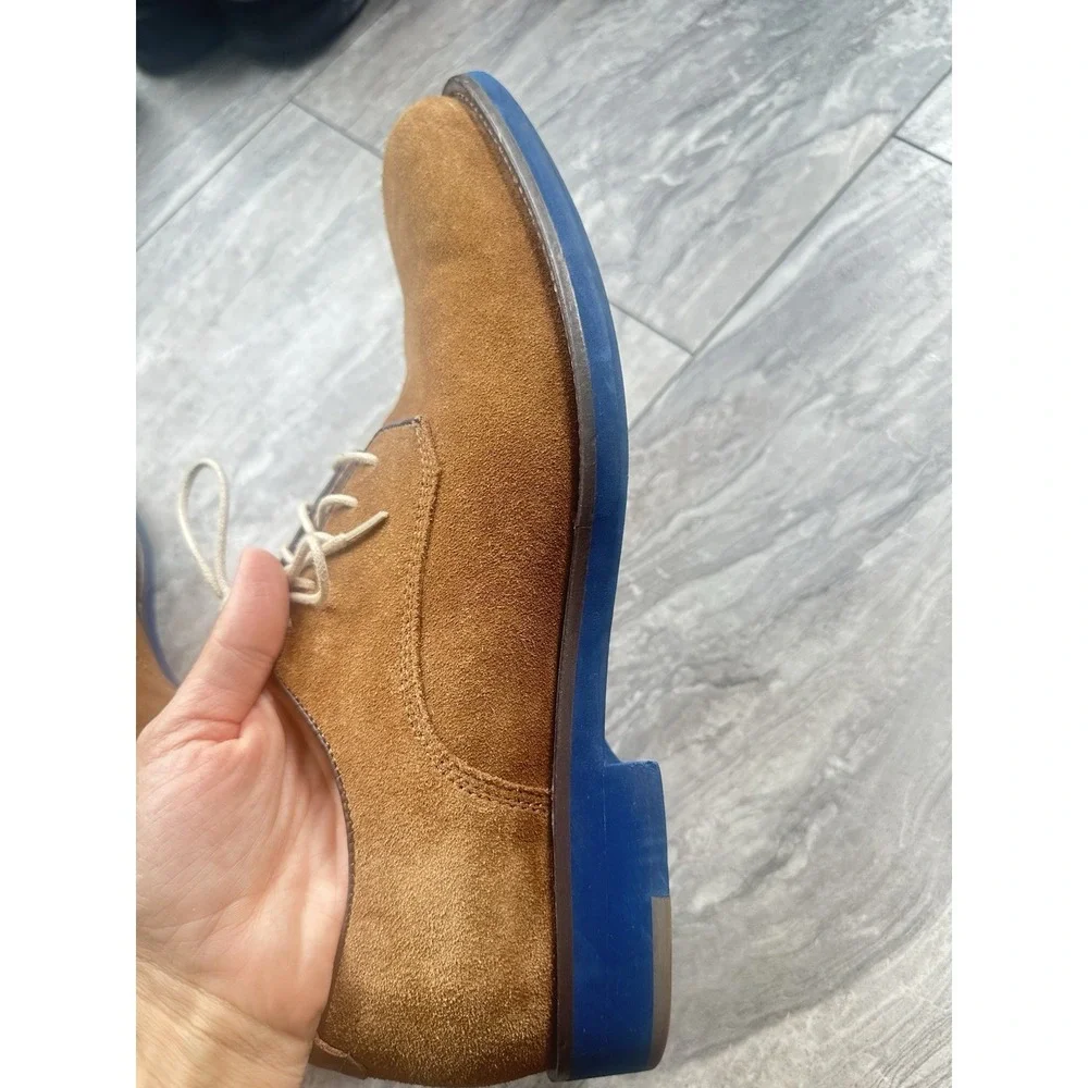 Johnston and Murphy Tan Sheepskin Suede Plain Toe Dress Shoes Men's Size 11